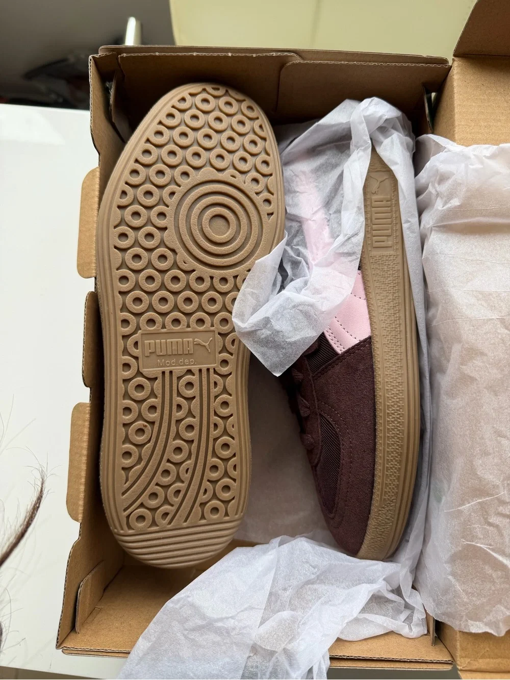 Puma Brown and Pink Suede Sneakers